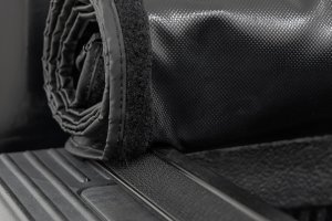 Ford F-250 Super Duty Soft Roll Up Bed Cover - Rough Country - Marine-Grade Vinyl with Black Powder-Coated Aluminum Frame - Matte Black - '99-'06